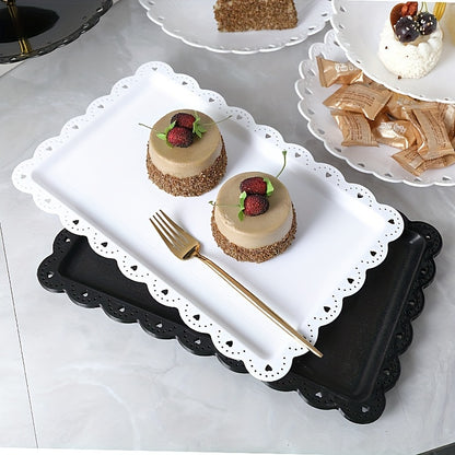 6pc, 3-tier Cupcake Holders Set in white/black for tea ceremonies, weddings, receptions, and buffets.