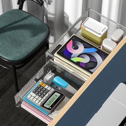 Invisible desk stationery storage without punching; drawer rack under table; hanging pull-out box.