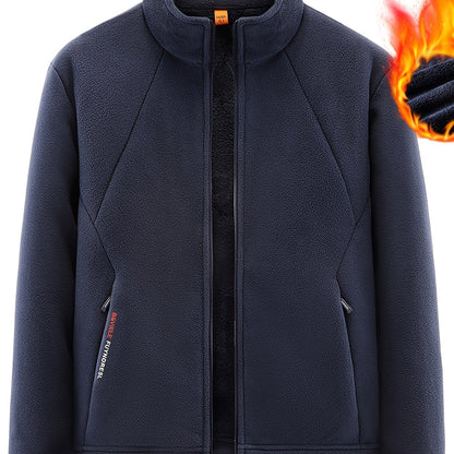 Men's Premium Fleece-Lined Zip-Up Jacket for Fall/Winter Outdoor Wear