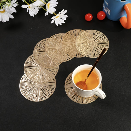 6pcs Creative Fireworks Coasters - PVC, 10.16 cm, Washable, Reusable, Non-slip, Heat Insulation - Ideal for Coffee, Wine, Tea Cups, Home Festival Decor