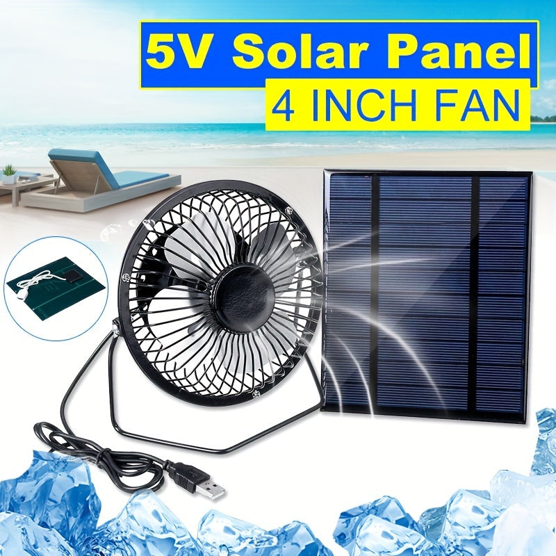 Set of 5W 5V Solar Panel with 4-inch Fan