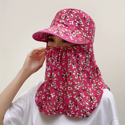 1 Sun Hat with Large Brim Shawl, Face Mask for Sun Protection while Cycling