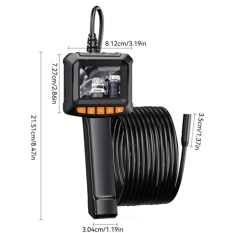 Industrial endoscope with 8mm HD digital camera, 2.4-inch LCD screen, 8 LED lights, 16.5ft cable. Ideal for mechanical/equipment maintenance, plumbing inspection, air conditioning, car pipe