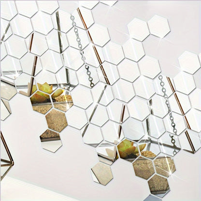 72 Hexagonal Mirror Wall Stickers for DIY Room Decoration