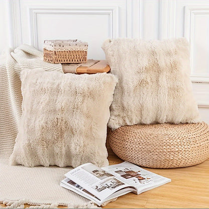 Luxurious faux rabbit fur pillow cover with geometric design, zipper closure. Hand wash only. Ideal for living room, sofa, or car decoration. Cozy home accent with a soft polyester cover. (Insert not included)