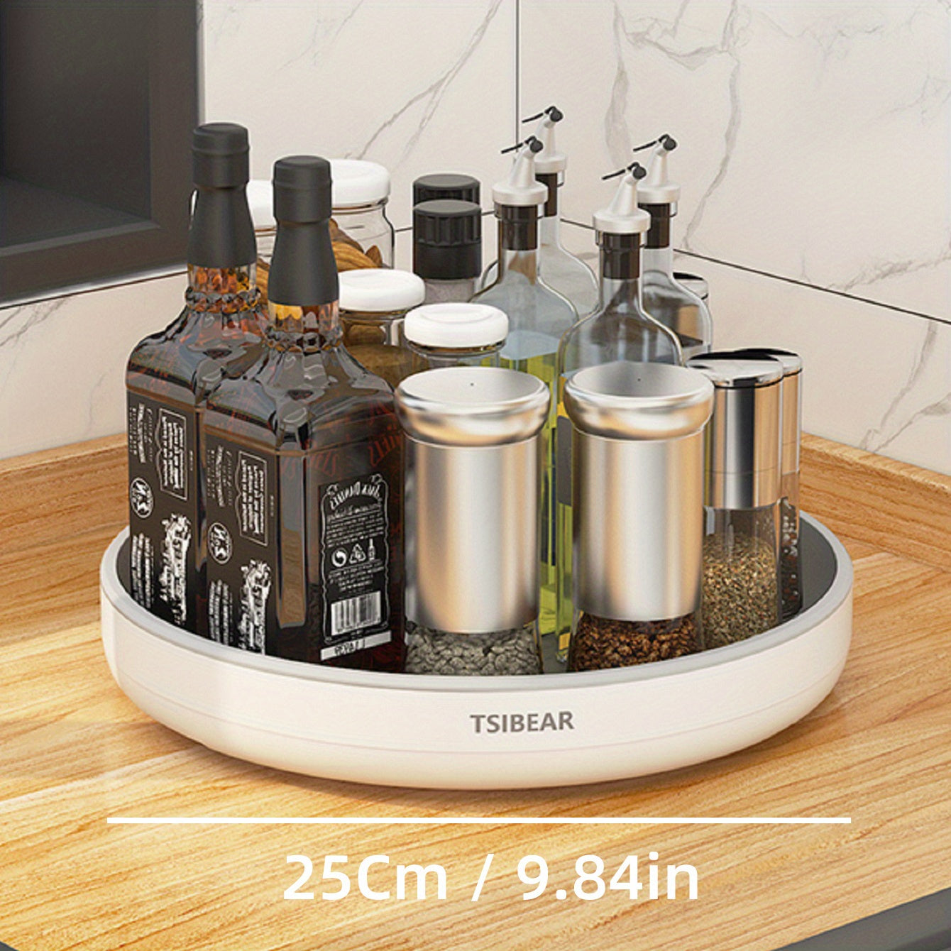 1pc Kitchen turntable for organizing seasoning and vinegar bottles with 360 rotation storage