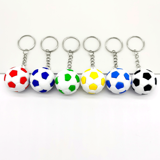 Football keychain ornament pendant bag purse charm accessory made of 6 pieces of PVC.