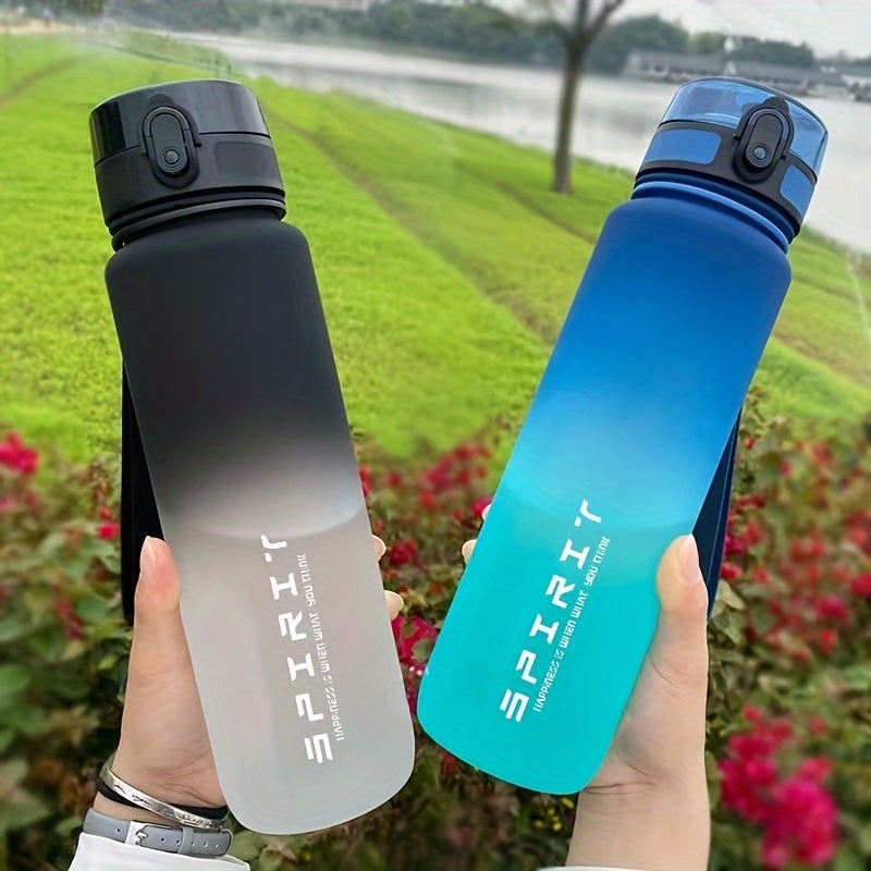 Large capacity water bottle with time scale, ideal for home and outdoor sports - BPA-free, portable and easy to drink from.