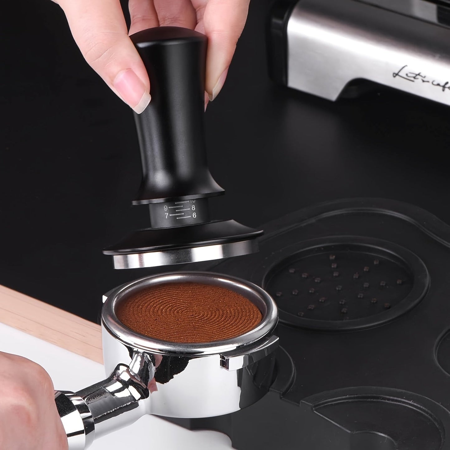 High-Quality Barista Tools: Stainless Steel 51mm/2.01in Espresso Tamper with Calibrated Spring 13.61KG, Compatible with Threaded Bottom - Ideal for Home Baristas