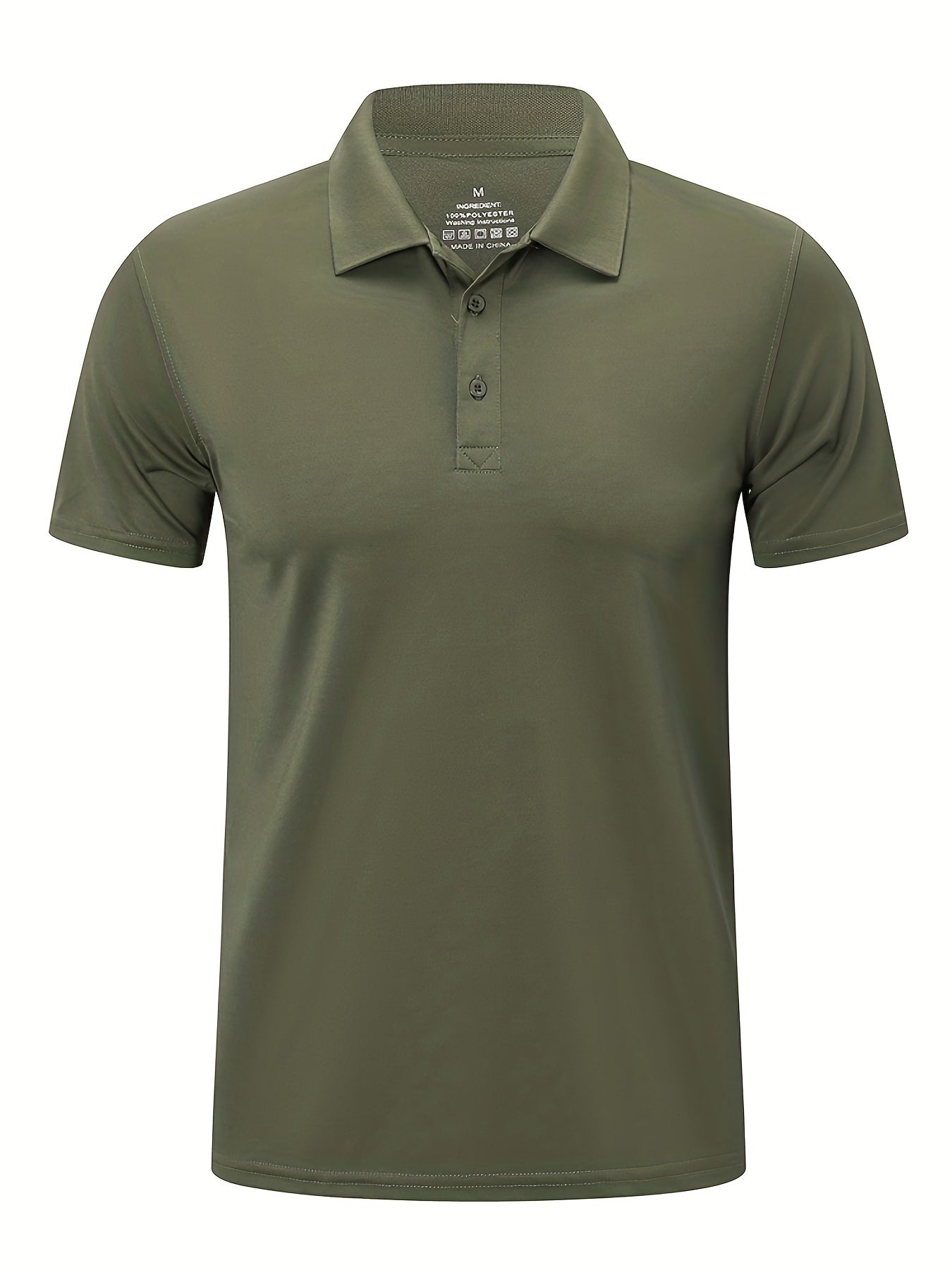 Men's Quick Dry Polyester Shirt with Button Detail and Crew Neck, Moisture Wicking Athletic T-Shirt.