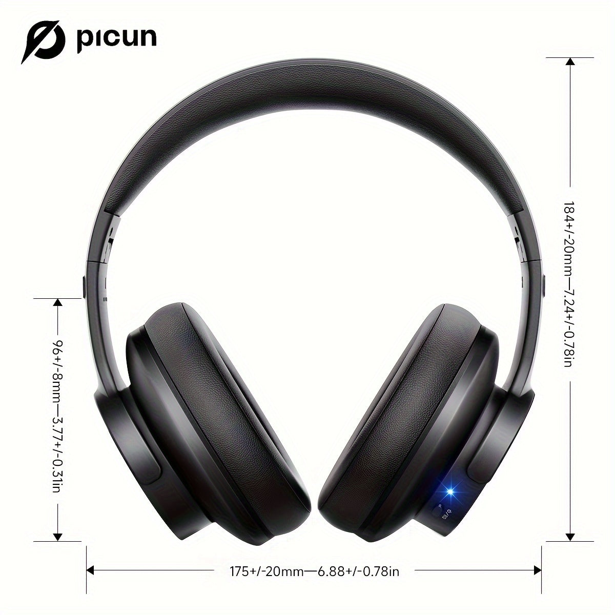 Picun B8 Wireless Over-Ear Headphones with 120 hours playtime, wireless 5.0, 3EQ & Game Mode, hands-free calls, foldable design, and Type-C charging. Suitable for travel, home, office, PC