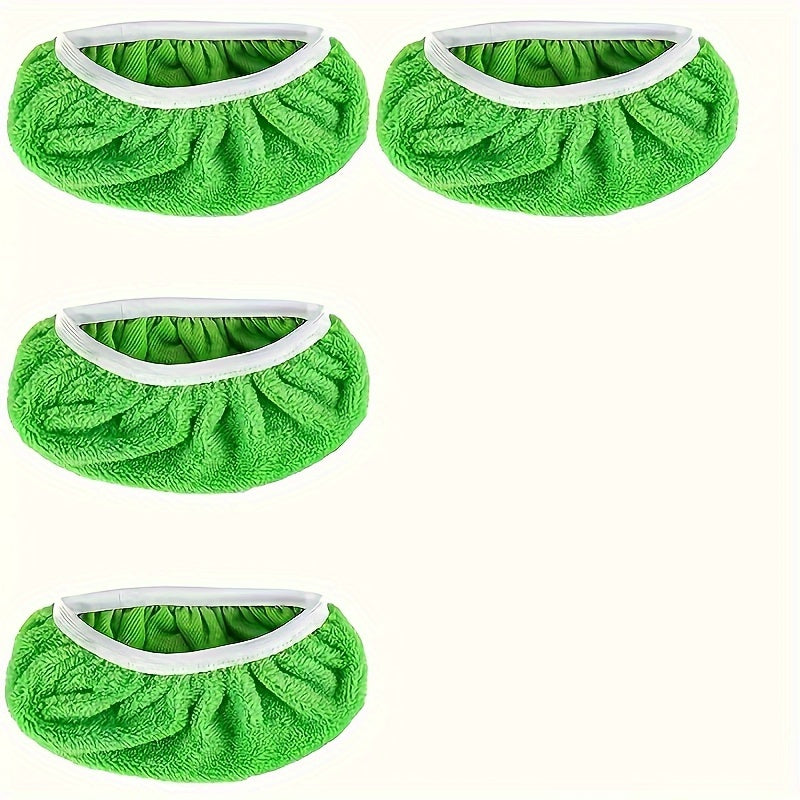 Set of 4 Super Absorbent Flat Floor Mop Pads with Elastic Band - Reusable, Long-lasting & Simple to Wash - Gentle Dust Removal Replacements for Effective Home Cleaning