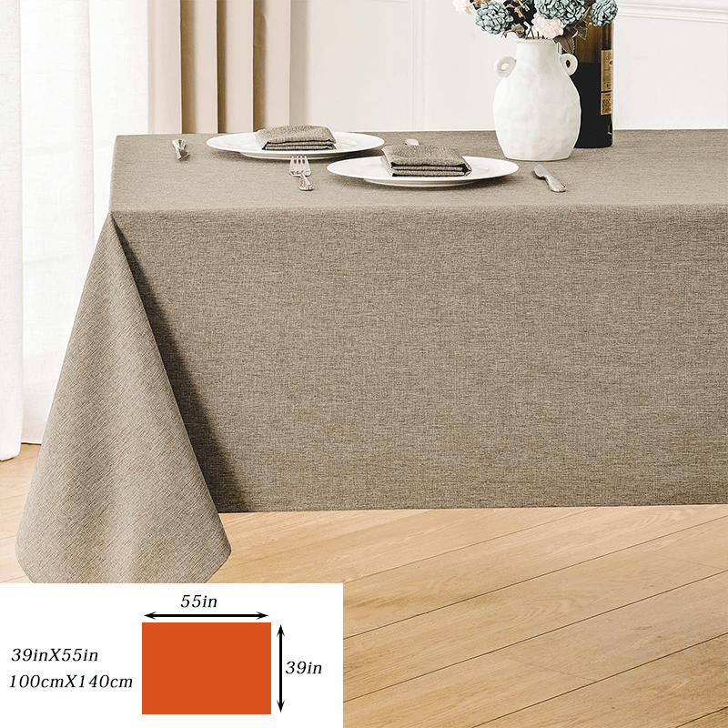 Polyester tablecloth with modern design, ideal for dining room décor.