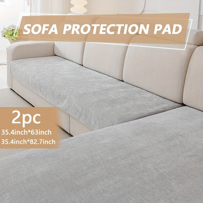 Chenille sofa protection pad set - pet-friendly, non-slip, scratch-resistant - machine washable polyester covers for various sofa sizes.