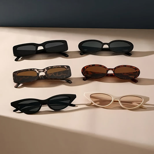 6 pieces of women's glasses with oval, square, and cat-eye frames for daily wear.