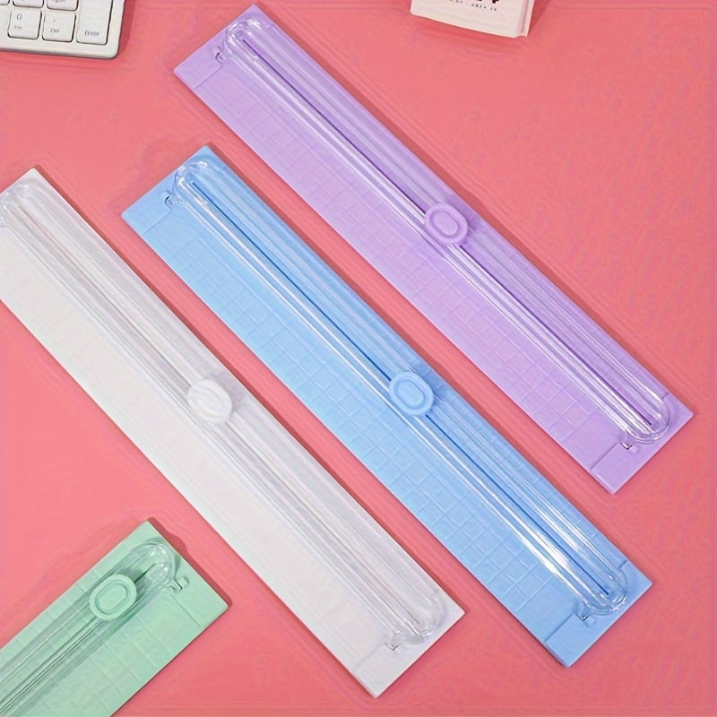 Portable paper cutter trimmer for A3/A4 paper, ideal for school, home, and office use. Made of durable plastic material.