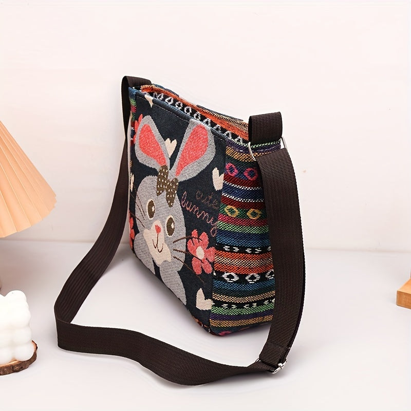 Multicolor Elephant Crossbody Bag for Women - Adjustable Strap, Zipper Closure, Foldable, Casual & Stylish