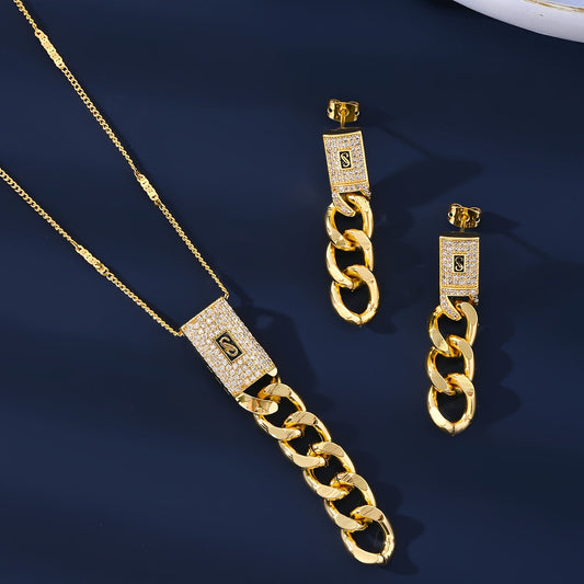 Add a touch of elegance with the MEIZ Vintage Luxury 18K Golden Plated Jewelry Set. This Arabian Style collection includes a copper necklace, bracelet, earrings, and ring adorned with synthetic zirconia. Perfect for daily wear or as a special gift, this