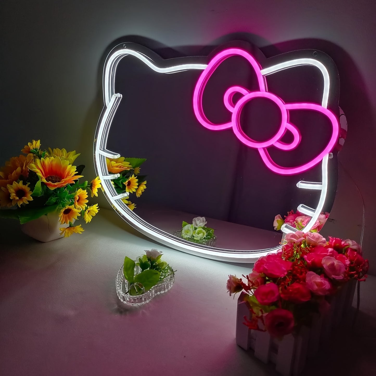 Hello Kitty Neon Sign: Multi-Color LED Light, USB Powered.