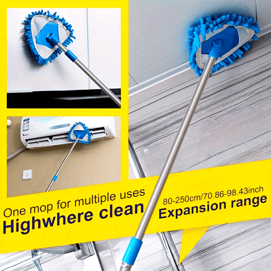 Telescopic Triangle Cleaning Mop - Perfect for Cleaning Ceilings, Walls, and Floors! Extra Long Handle for Dust Removal with No Dead Corners. Ideal for Wiping Floors, Walls, and Tiles. Essential Cleaning Supplies and Tools for Back to School.