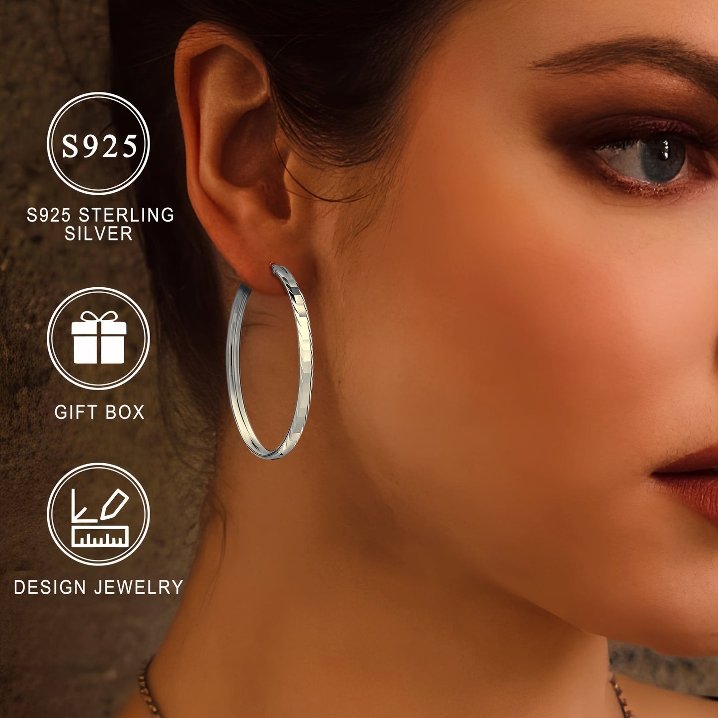 925 Sterling Silver Hypoallergenic Smooth Circle Hoop Earrings, Elegant and Sexy Style, perfect for Women, comes with a Gift Box