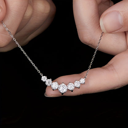 This stunning 925 Sterling Silver Mozambique Diamond Smile Necklace is suitable for both men and women. The couple style collarbone chain is fashionable and versatile, with a trendy luxury niche minimalist classic design. Perfect for your boyfriend or