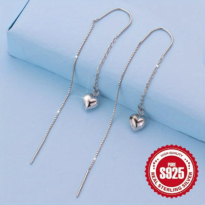 These elegant French-style tassel earrings are crafted from 1 pair of S925 sterling silver. With fashionable dangle heart drop designs, they are lightweight (2.36g) and hypoallergenic. Perfect for daily wear, music festivals, vacations, or as a