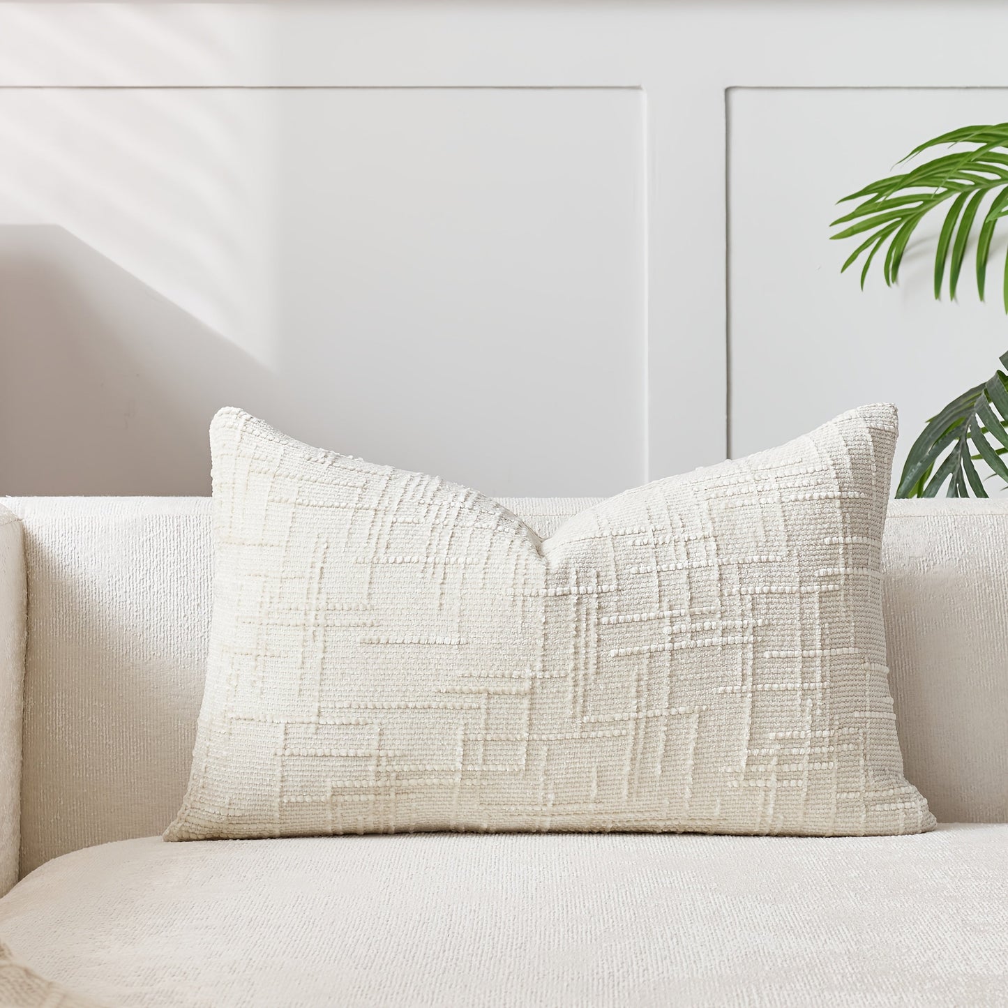 Add a Touch of Elegance with this Stylish Velvet Throw Pillow Cover - Featuring a Chic Bamboo-Inspired Striped Geometric Design, Ideal for Enhancing the Décor of Your Sofa and Bedroom. Easy to Clean with a Convenient Zip Closure, Suitable for Machine