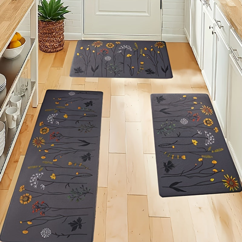 1 Piece Premium Flannel Anti-Fatigue Kitchen Mat - Non-Slip, Thick Cushioned Comfort for Floors, Waterproof & Machine Washable - Ideal for Home Office, Sink, and Laundry