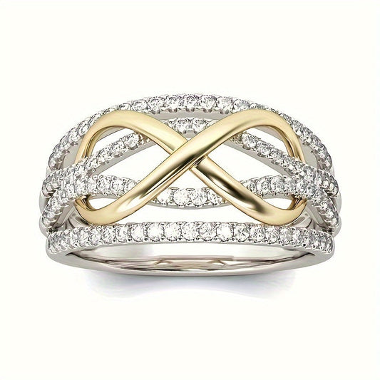 Stylish Vintage Boho 925 Sterling Silver Infinity Knot Ring featuring Synthetic Zirconia, 925 Silver Plating, perfect for Everyday Wear or as a Thoughtful Gift, a Timeless and Versatile Piece of Jewelry for any Season