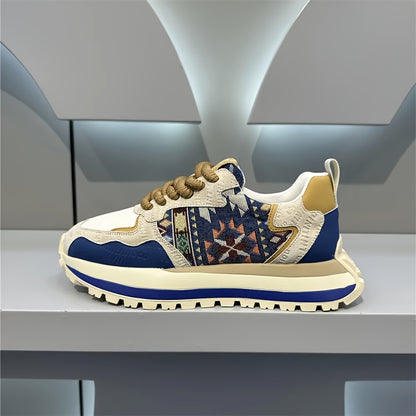 Vibrant embroidered fashion sneakers with breathable fabric upper, rubber sole, EVA insole, and durable rubber sole for all seasons.