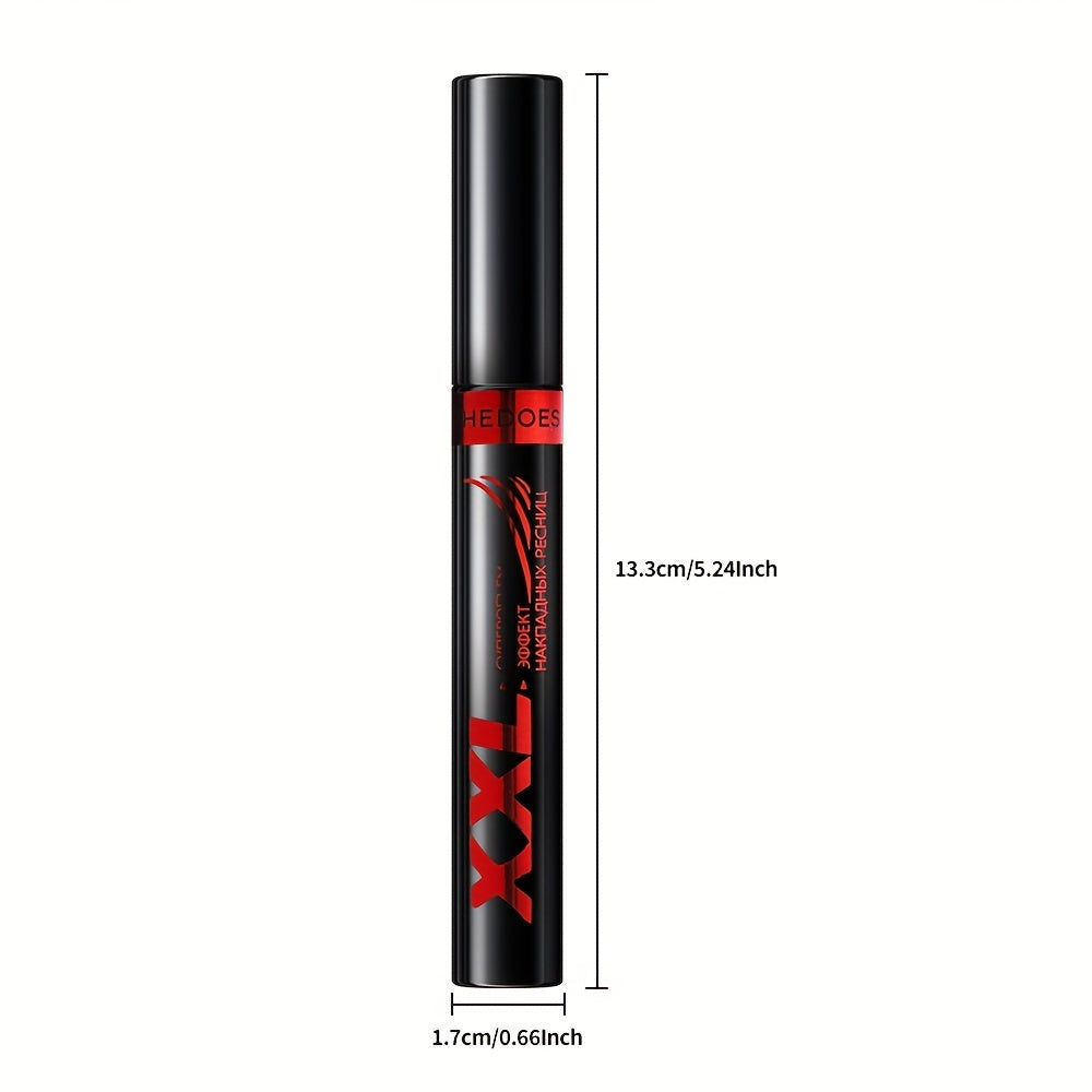 Black mascara with volumizing, lengthening, and curling formula for long-lasting lashes, containing plant squalane.