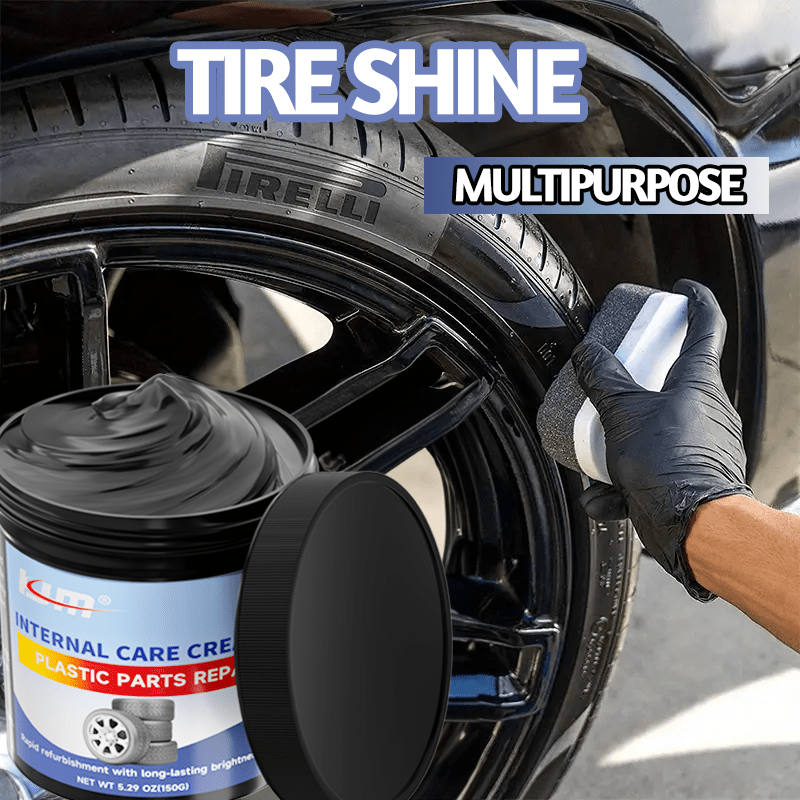 Car detailing repair solution for plastic part refurbishment and tire shine maintenance, providing added luster and anti-aging protection. Suitable for various vehicle types. 5.29 oz (150g)