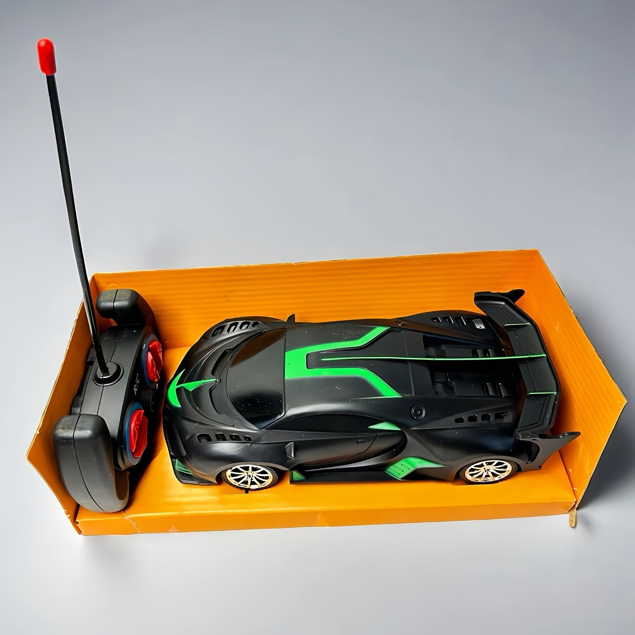 High-speed RC drift racing car with LED lights in red, blue, or black - perfect holiday gift for winter.