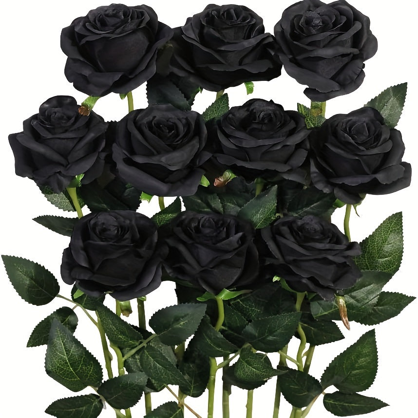 10 fake roses with stems for home, wedding, or office décor. Ideal for Valentine's Day, proposals, weddings, and aesthetic décor.