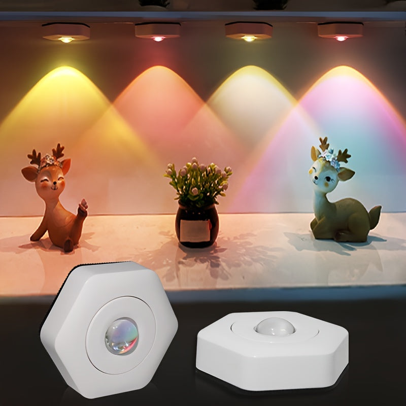 Dimmable sunset night light with adjustable lighting, push button control, battery powered for bedroom and various room types. LED lights, no laser or battery included.