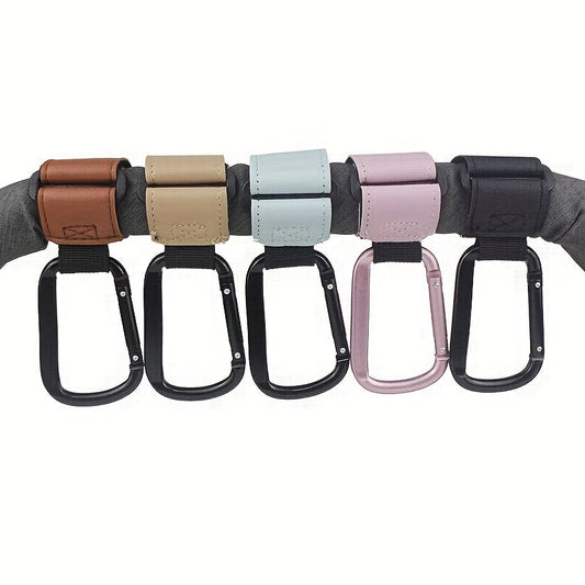 Versatile Faux Leather Aluminum Alloy Buckle for Mountain Climbing, Electric Bicycles, and Baby Strollers, with Portable Hook for Easy Access