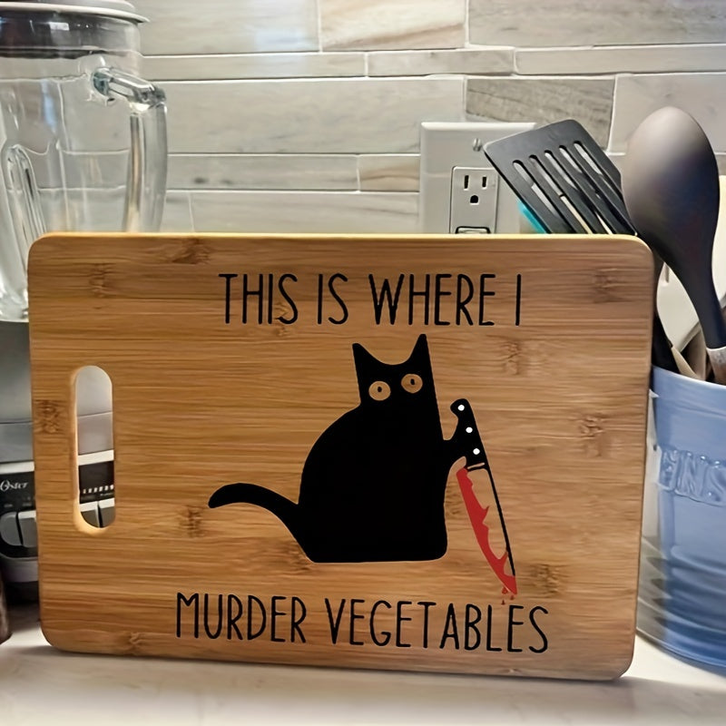 Get your hands on this unique and funny Killer Cat Engraved Bamboo Cutting Board for a creative housewarming gift or Halloween gift for your friends. Perfect for adding a touch of humor to your kitchen decor!