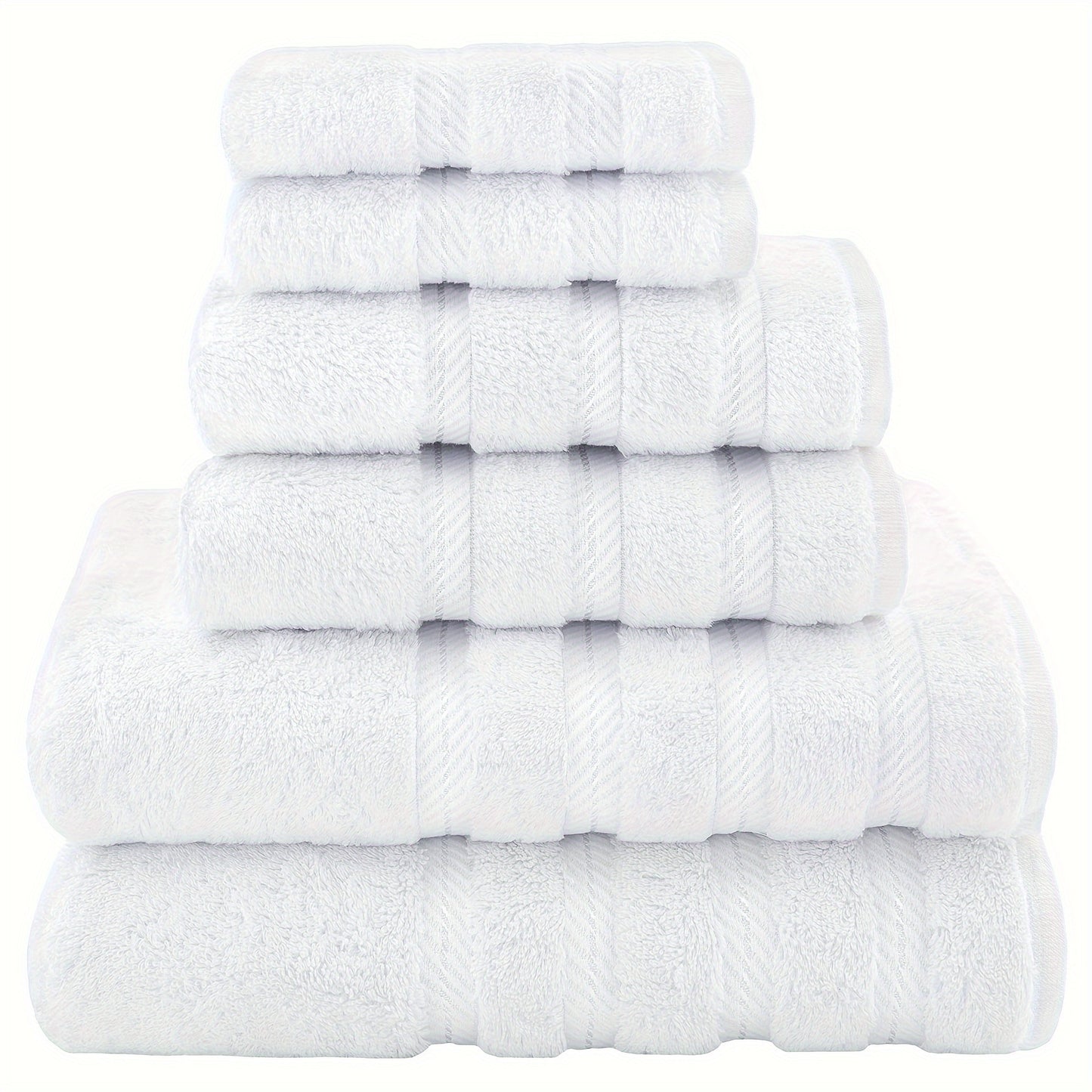 6-piece velvet towel set, thick and soft, absorbent. Suitable for home, hotel, etc. Includes towels in sizes 140.0*70.0cm, 75.01*34.01cm, and 34.01*34.01cm.