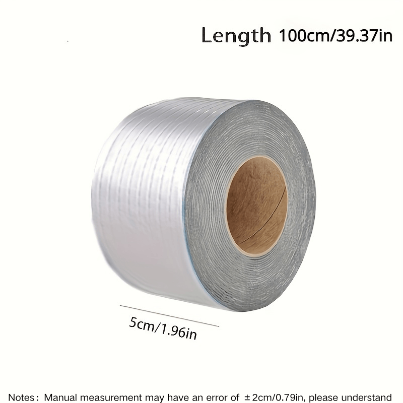 Waterproof self-adhesive aluminum foil tape caulk for sealing leaks on tile roofs, pipes, and home renovations. 1 roll, 5cm x 100cm.