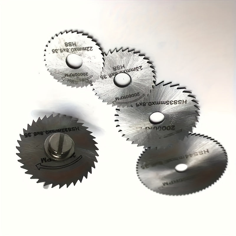 Set of 6 mini circular saw blades made of high-speed steel, waterproof, with chain saw disc. Ideal for precision cutting in wood and aluminum.