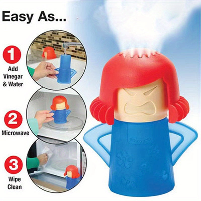 Angry Mom Microwave Steam Cleaner 3-Pack makes cleaning a breeze with its simple 3-step vinegar and water cleaning process. This convenient and effective cleaner requires no electricity, making it perfect for use in both home and office kitchens.