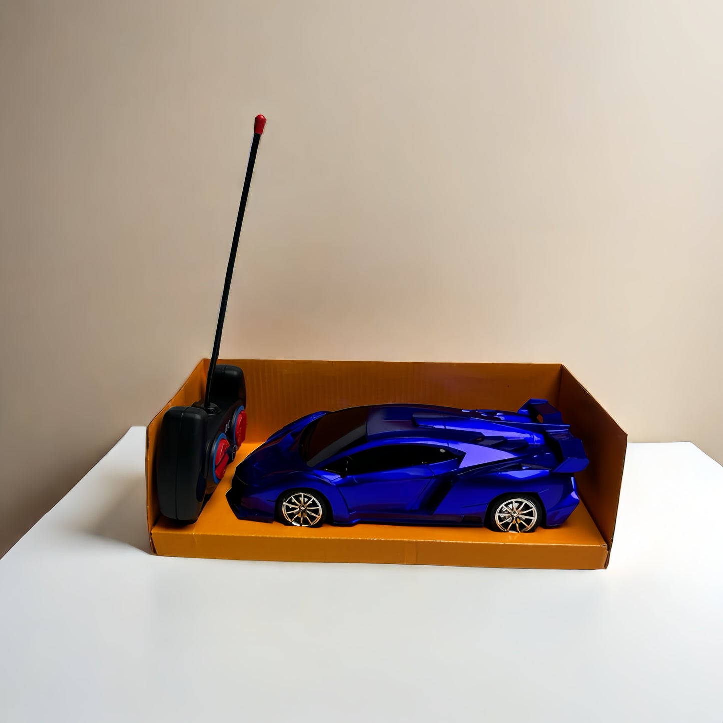 High-speed RC drift racing car with LED lights in red, blue, or black - perfect holiday gift for winter.