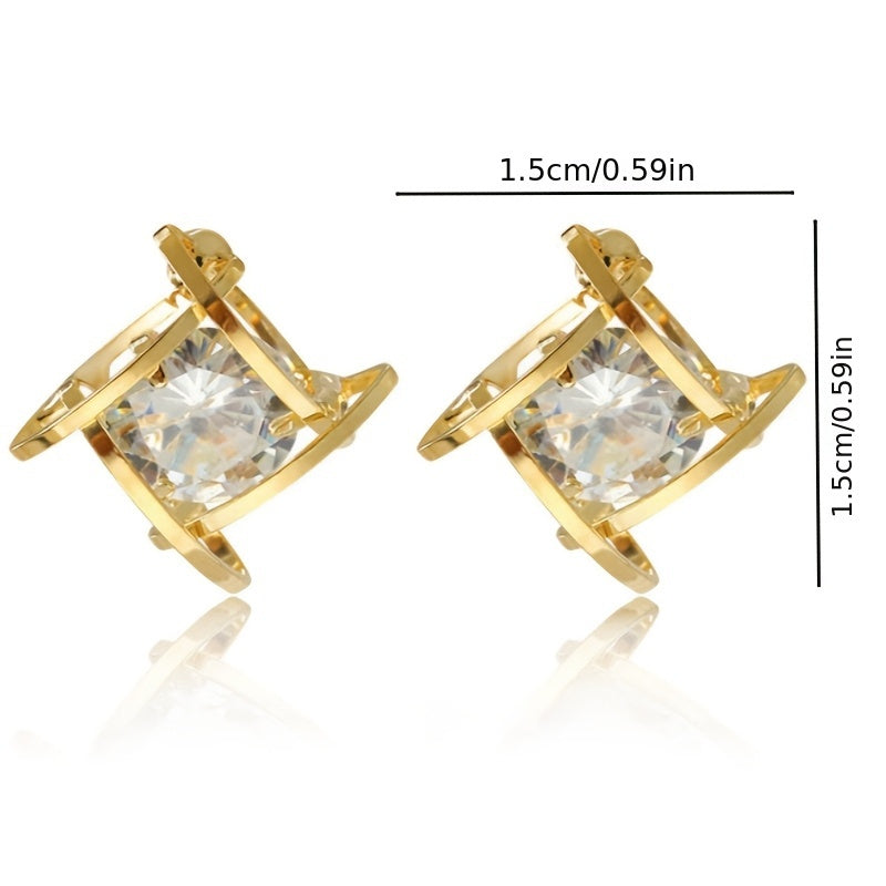 These elegant and luxurious S925 sterling silver post earrings feature synthetic cubic zirconia in an irregular shape, making them a stylish choice for women's fashion jewelry. Perfect for everyday wear or as a special gift, they are ideal for