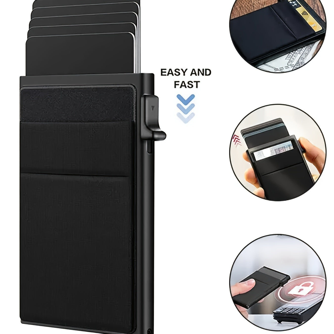 Automatic metal RFID blocking card holder with large capacity, perfect gift for men.