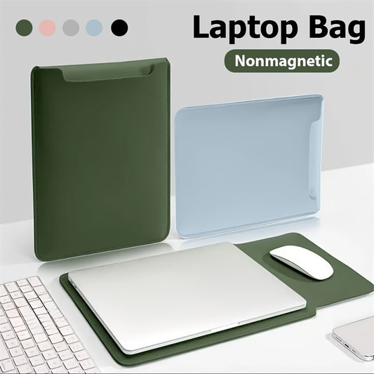 Protect your laptop in style with this premium synthetic leather sleeve. Available in green or black, this non-magnetic, dustproof cover fits MacBook, Lenovo, Huawei, Xiaomi, and iPad Air