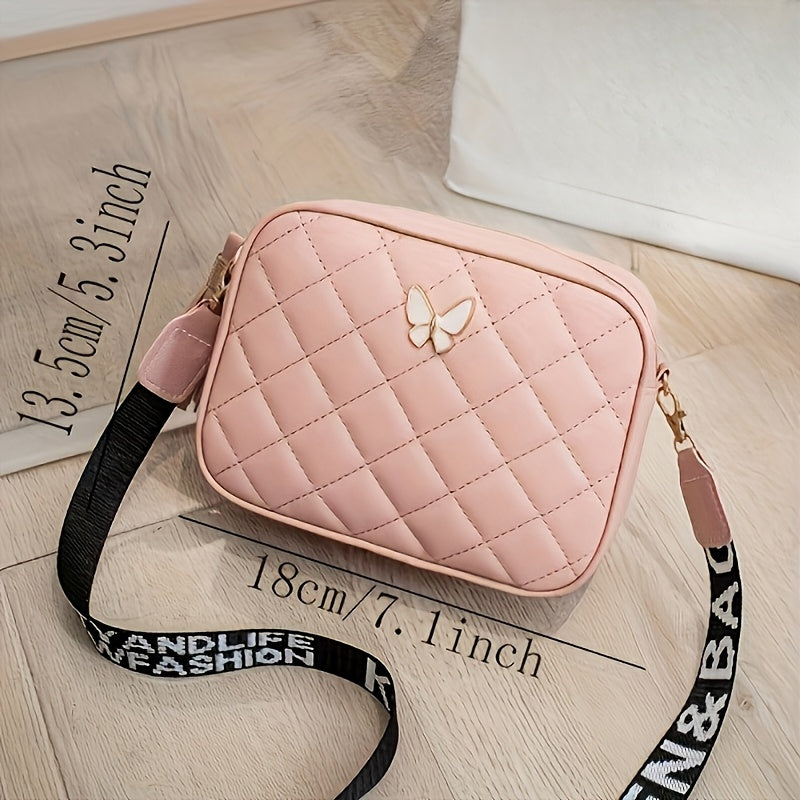 Stylish crossbody bag for girls with diamond lattice design and adjustable strap, ideal for everyday wear.