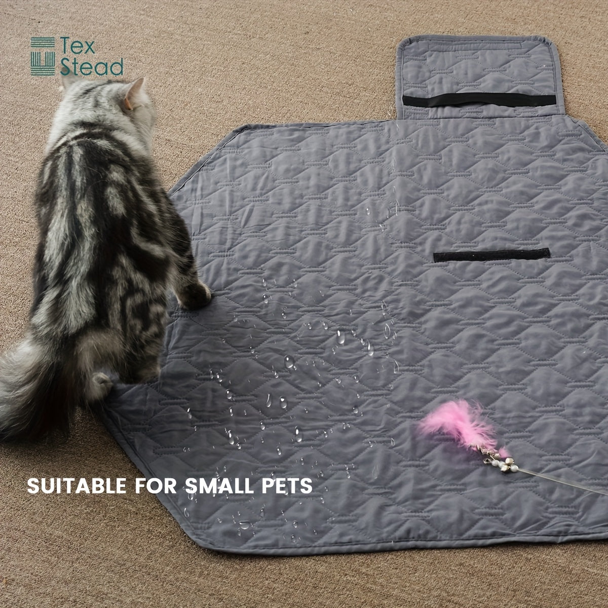 Waterproof pet pee pad available in 1pc, perfect for small pets. Reusable and machine washable with non-slip features. Made from polyester fiber, suitable for dogs, cats, rabbits, and