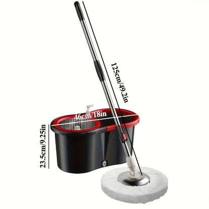 360° Rotating Mop and Bucket Set with 2 Microfiber Mop Heads, Stainless Steel Handle, Suitable for Wet and Dry Cleaning, Perfect for Home and Office Use in Living Room, Bedroom, Bathroom, Toilet, and Kitchen.