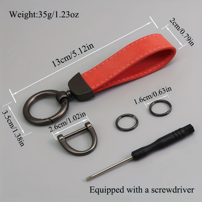 Men's Hardware Anti-Loss Suede Car Key Chain with PU Leather, the Perfect Valentine's Day Gift